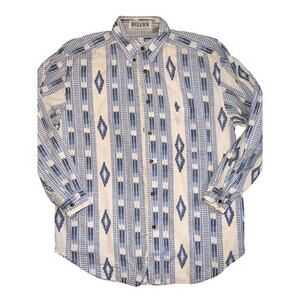 Bugle boy Vintage 90s Aztec western long sleeve button cotton Shirt size med